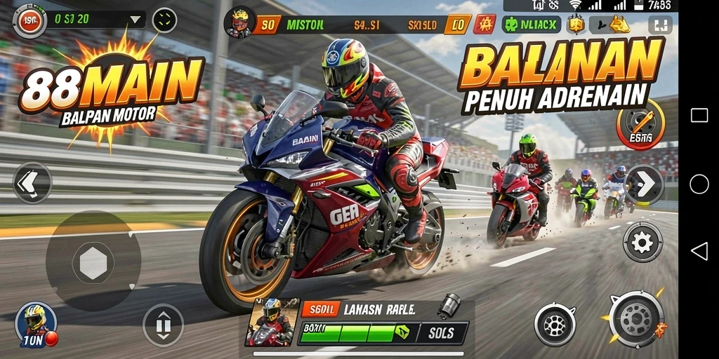 Tampilan menarik dari balapan motor di 88MAIN.