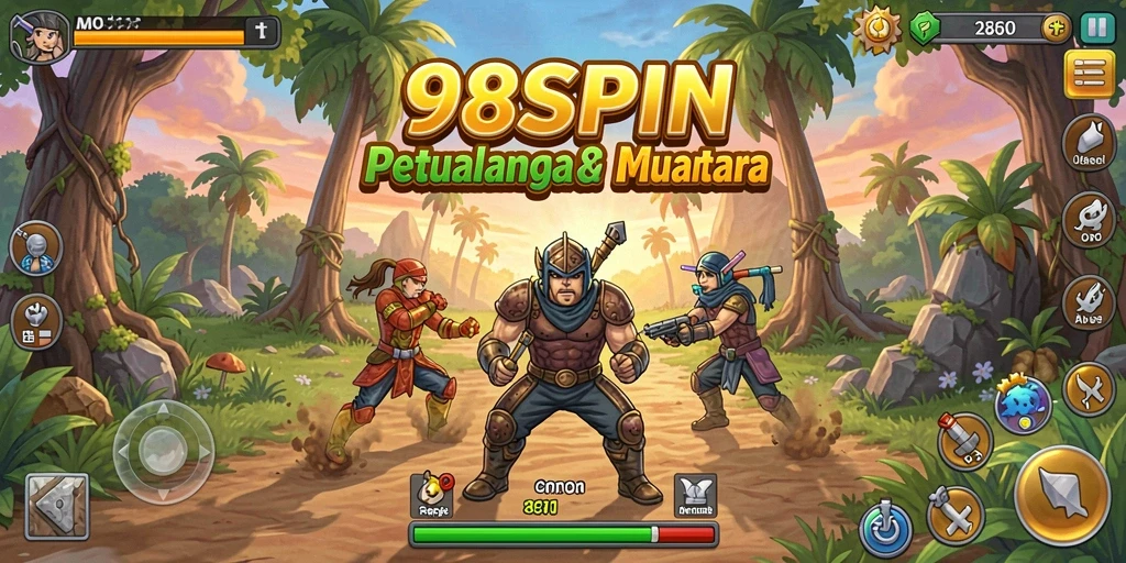 Tampilan gameplay mengasyikkan dari 98SPIN saat menjelajahi dunia petualangan.