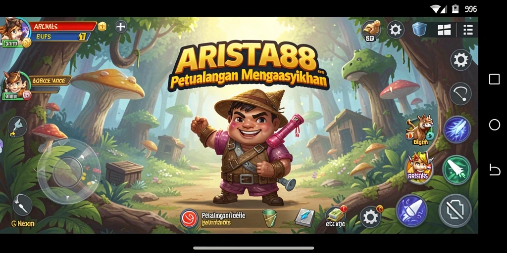 Tampak layar gameplay ARISTA88 yang menampilkan kemajuan Idle.