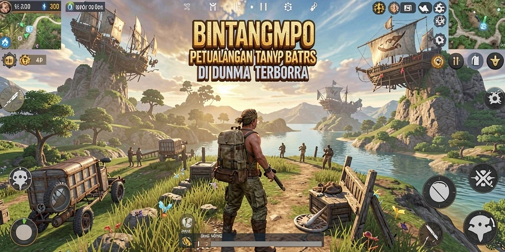 Screenshot gameplay BINTANGMPO menampilkan petualangan dalam dunia terbuka.