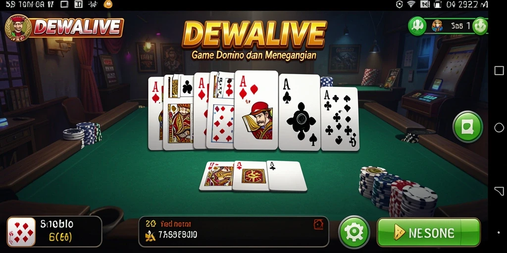 Screenshot DEWALIVE yang menampilkan gameplay seru domino.