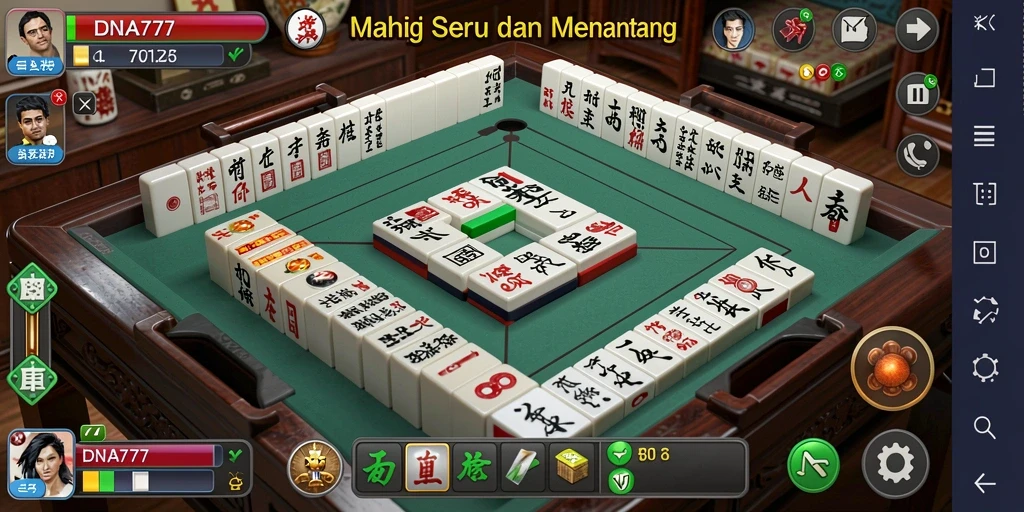 Tampilan gameplay menarik dari DNA777 dengan suasana Mahjong yang autentik.