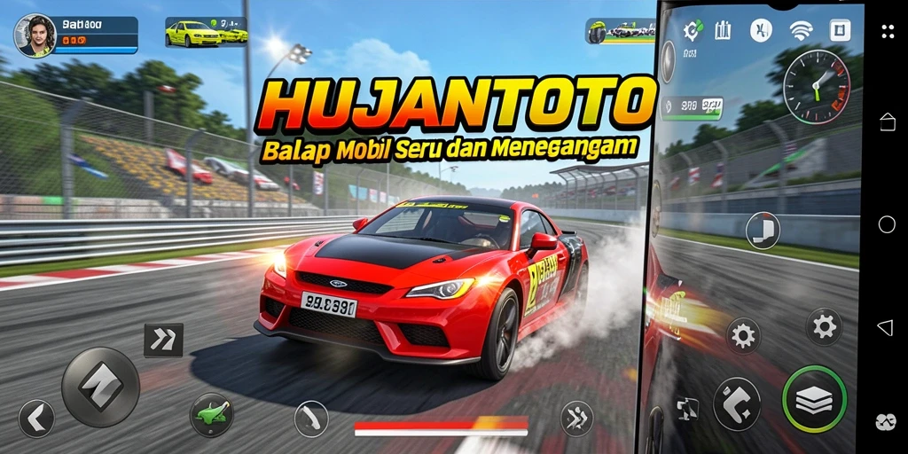 Screenshot gameplay HUJANTOTO yang menunjukkan momen balapan menegangkan.