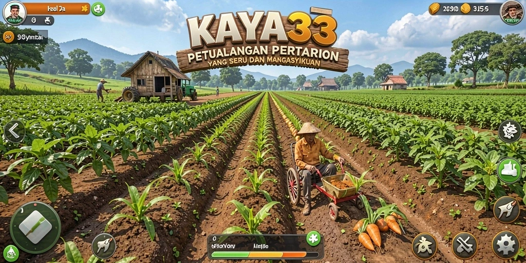 Screenshot KAYA33 menampilkan aktivitas bertani yang seru dan interaktif.