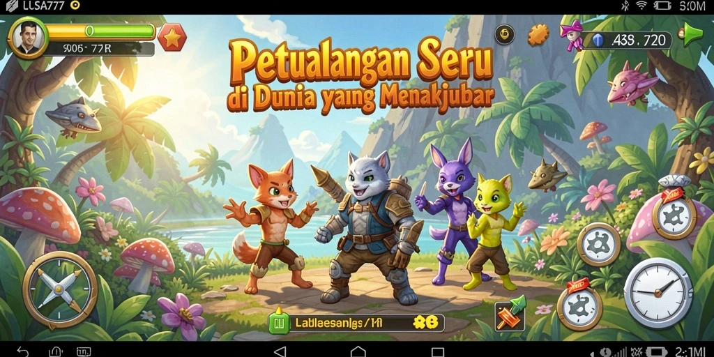 Tampilan gameplay menakjubkan dalam LUSA777 yang menampilkan misi petualangan.