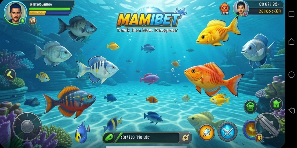 Gameplay seru MAMIBET dengan aksi menembak ikan yang intens.