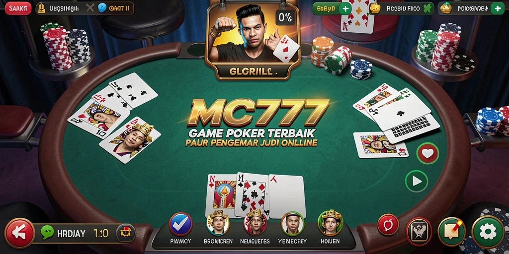 Tampilan screenshot utama MC777 menampilkan keseruan permainan Poker.