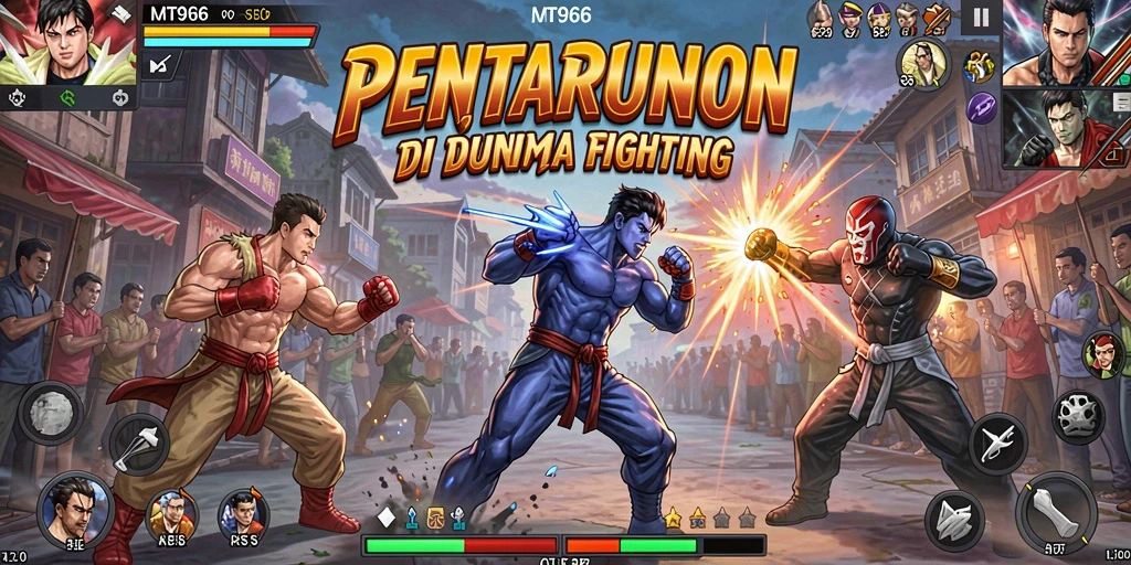Screenshot gameplay MT966 menampilkan pertarungan karakter yang intens dan grafis menawan.