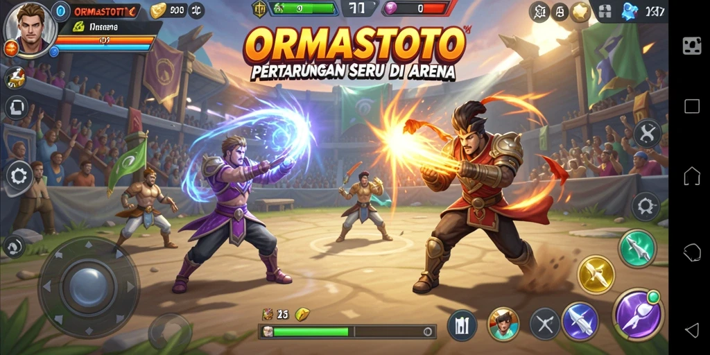 Menampilkan pertarungan epik dalam game ORMASTOTO.