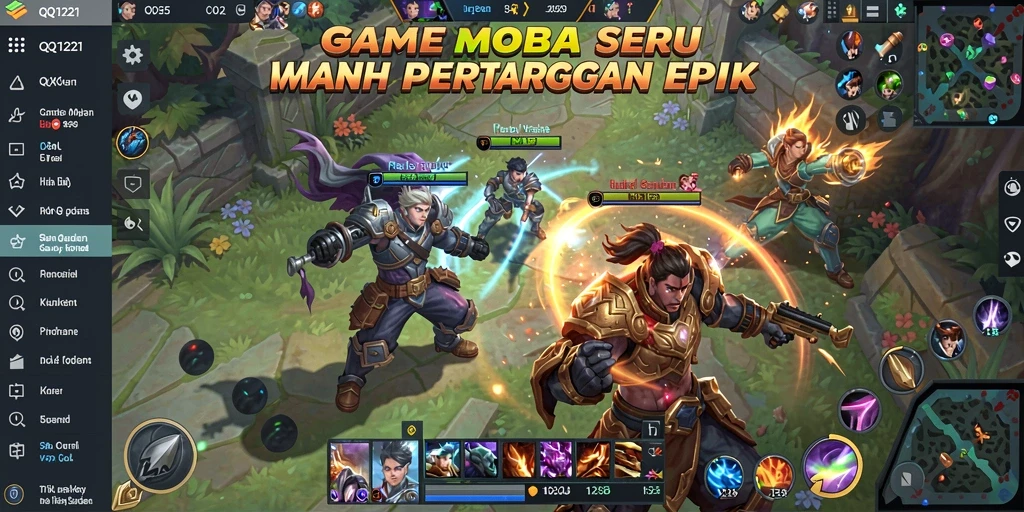 Screenshot gameplay QQ1221 menampilkan pertempuran tim yang mendebarkan.