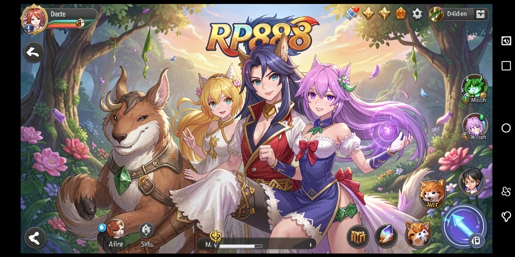 Screenshot gameplay RP888 menampilkan karakter anime dalam aksi yang mendebarkan.