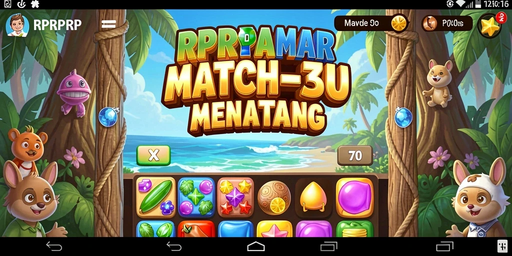 Tampilan gameplay seru RPRPRP dalam aksi Match-3.