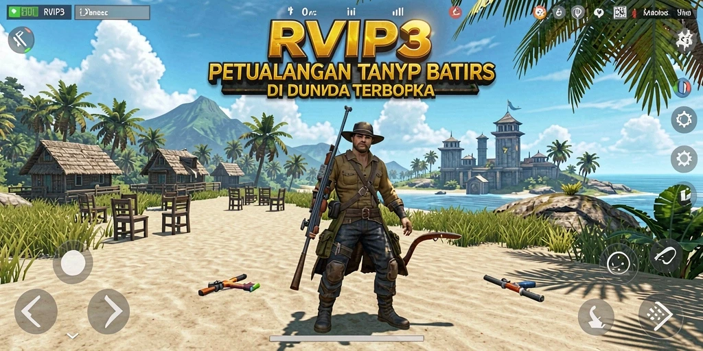 Screenshot gameplay RVIP3 yang menampilkan eksplorasi dunia terbuka yang menakjubkan.