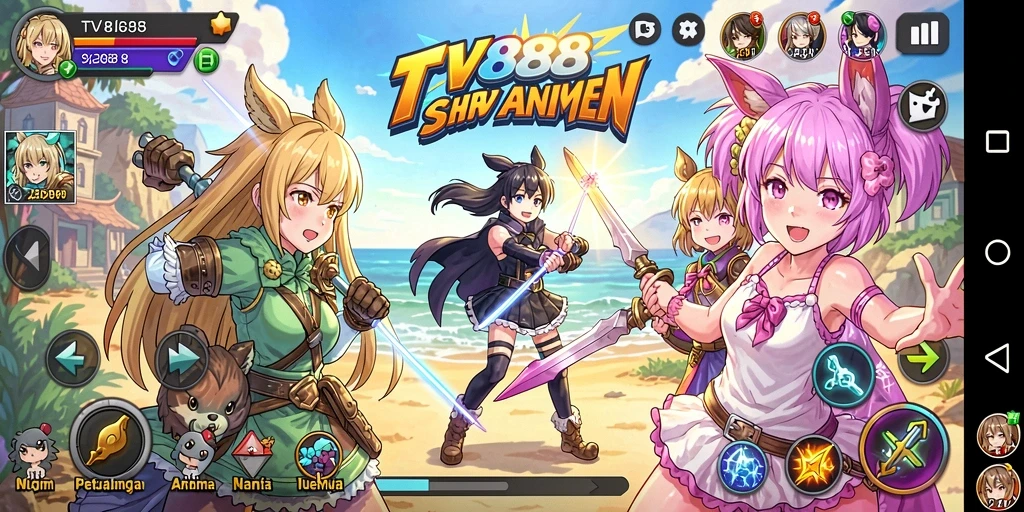 Screenshot TV888 menampilkan gameplay seru dari dunia anime.