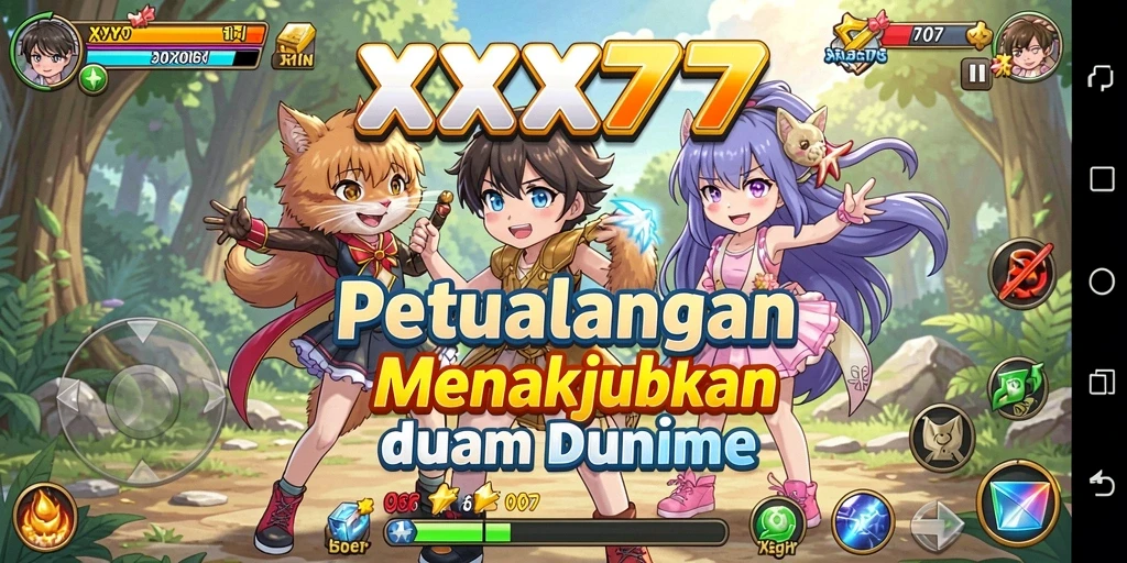 Tangkapan layar yang menunjukkan aksi seru dalam <strong>XXX777</strong>, dengan karakter anime yang menawan.