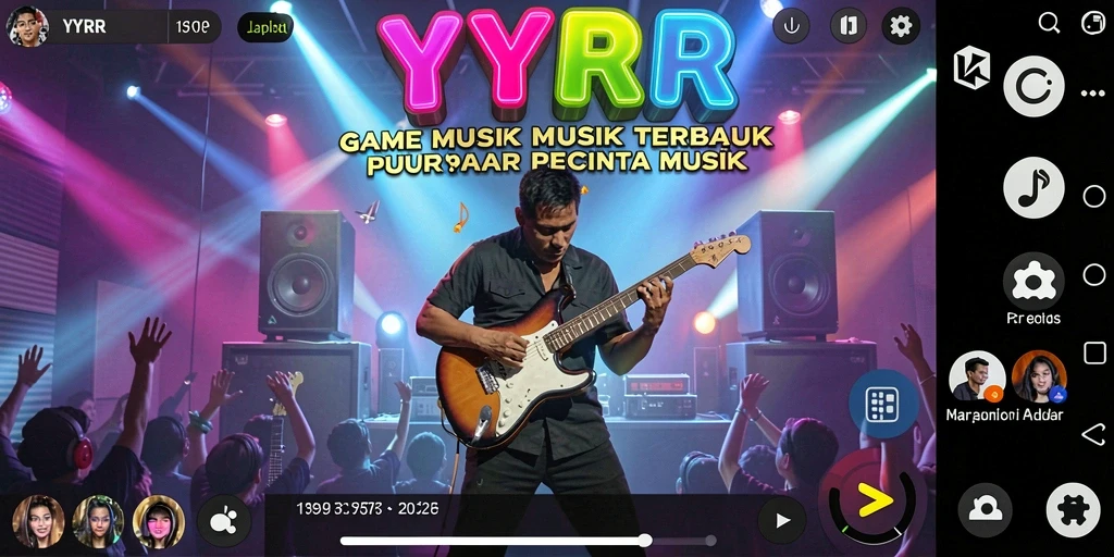 Tampilan gameplay YYRR dengan berbagai genre musik yang seru.